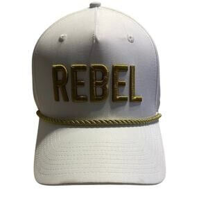 "Rebel" Baseball Cap Hat Adjustable One-Size White Gold Didier Ranch New NWOT